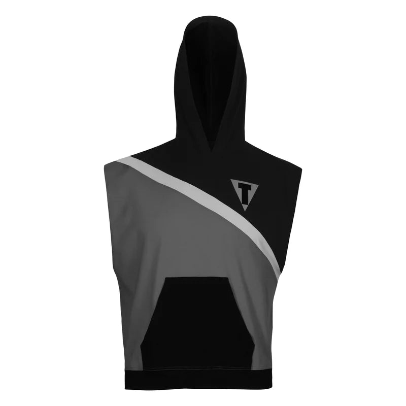 TITLE Boxing Split Combat Sleeveless Hoodie - Black/Grey