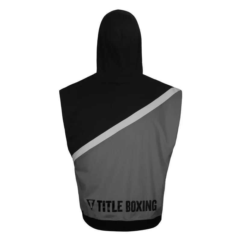 TITLE Boxing Split Combat Sleeveless Hoodie - Black/Grey